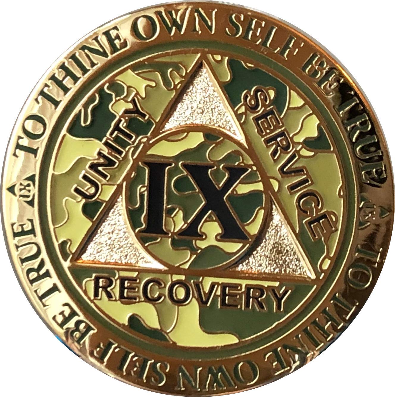 RecoveryChip9 Year AA Medallion Reflex Camo Gold Plated Camouflage Color Chip IX