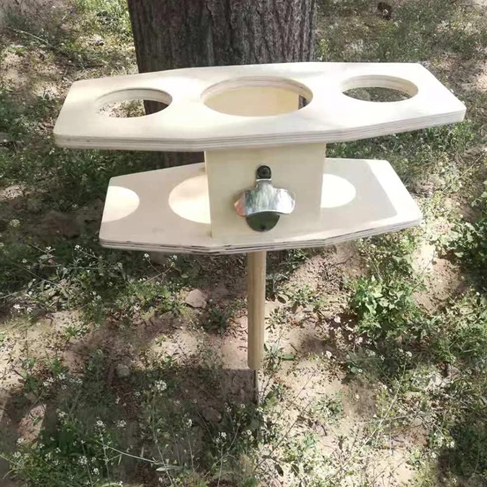 Outdoor Wine Table Portable Wooden Picnic Table with Foldable Rectangle Desktop Insert Ground Wooden Wine Rack Simple Removable Wooden for Camping Outdoor Beach Garden Travel