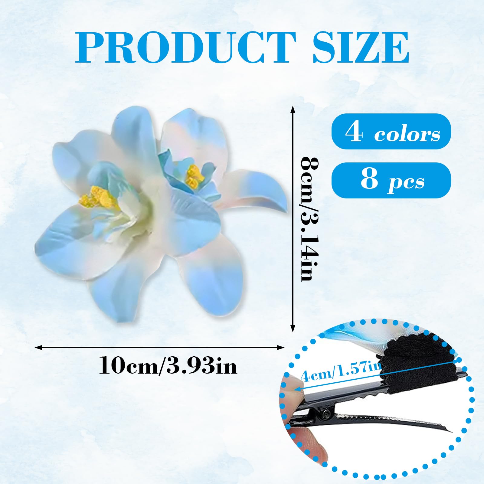 8pcs Flower Hair Clips, Hawaiian Beach Flower Hair Accessories, Bohemian Style, Realistic and Beautiful Shape - Image 4
