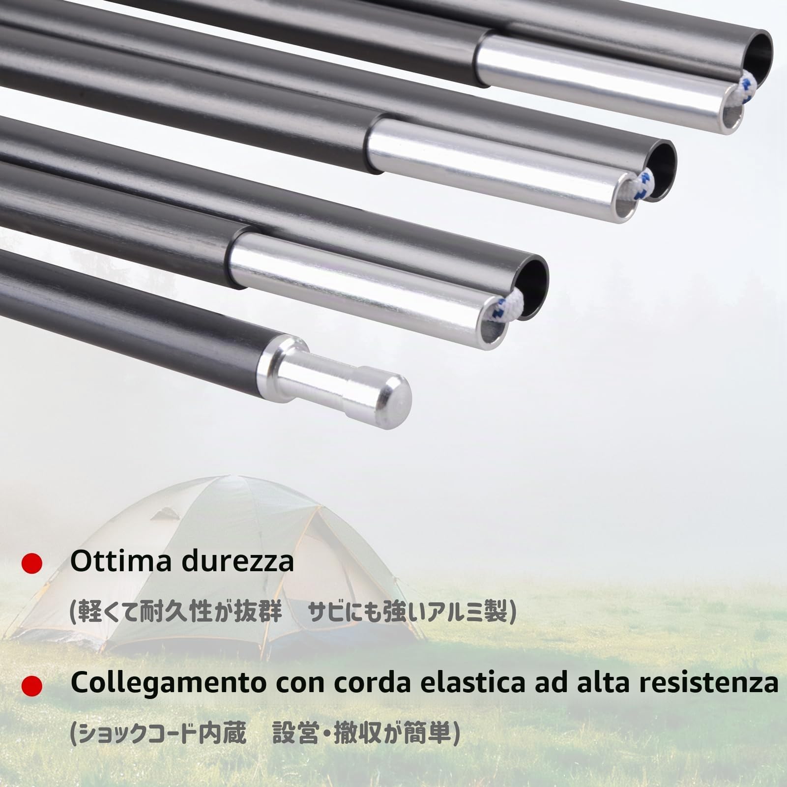 Azarxis Pali per Tenda Stecche Tenda Campeggio Pali Alluminio Paletti per Tende Pali Ricambio per Tenda Campeggio Spiaggia Montagna