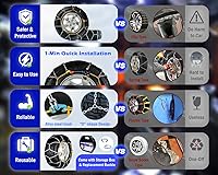Vista 4 de Snow-Chains - Cadenas de neumáticos de fijación automática de 1 minuto de ajuste rápido, fácil instalación, cadena de tracción universal