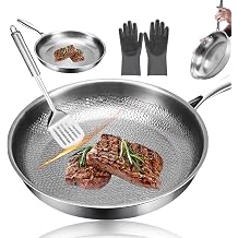 Siraat Titanium Hammered Pan Pro, 2026 New 100% Pure Titanium Pans for Cooking, No Coating Non-Stick Titanium Cookware Set, Extreme Heat-Resistant & Lasts A Lifetime,no Lid11.02in