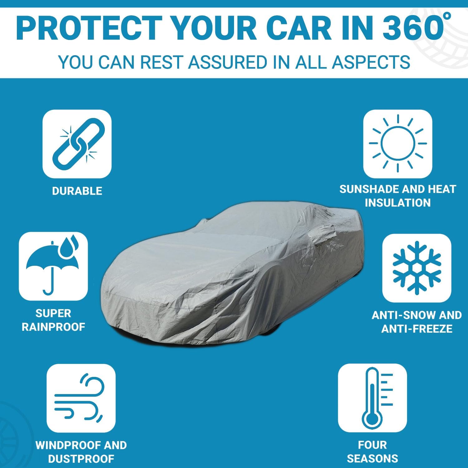 Car Cover for All Weather Dust UV Waterproof Fit 2007 2008 2009 2010 2011 2012 2013 Hyundai Elantra Touring - Premier Series (Gray)
