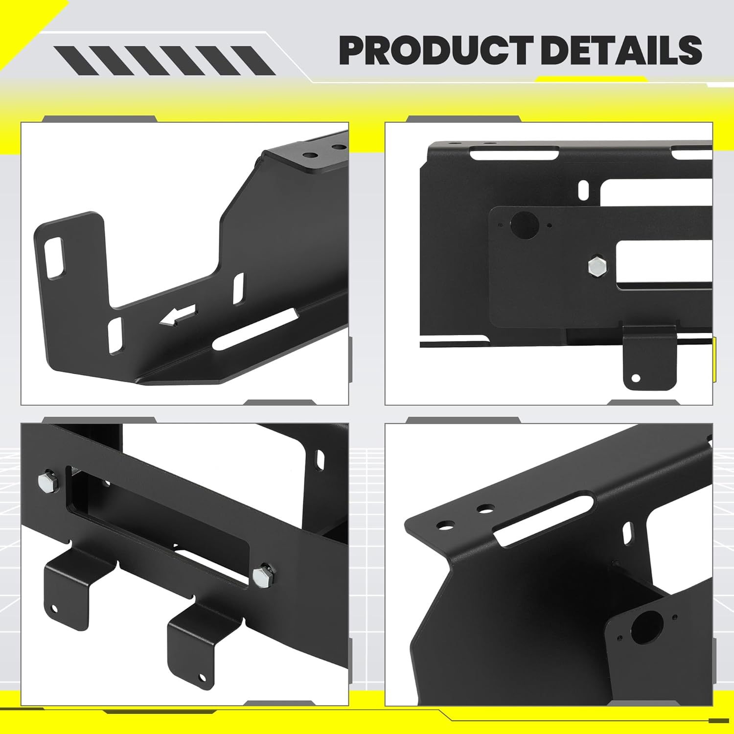 KUAFU Winch Mount Compatible with 2015-2020 Ford F150 Hidden Winch Mounting Plate Steel Black