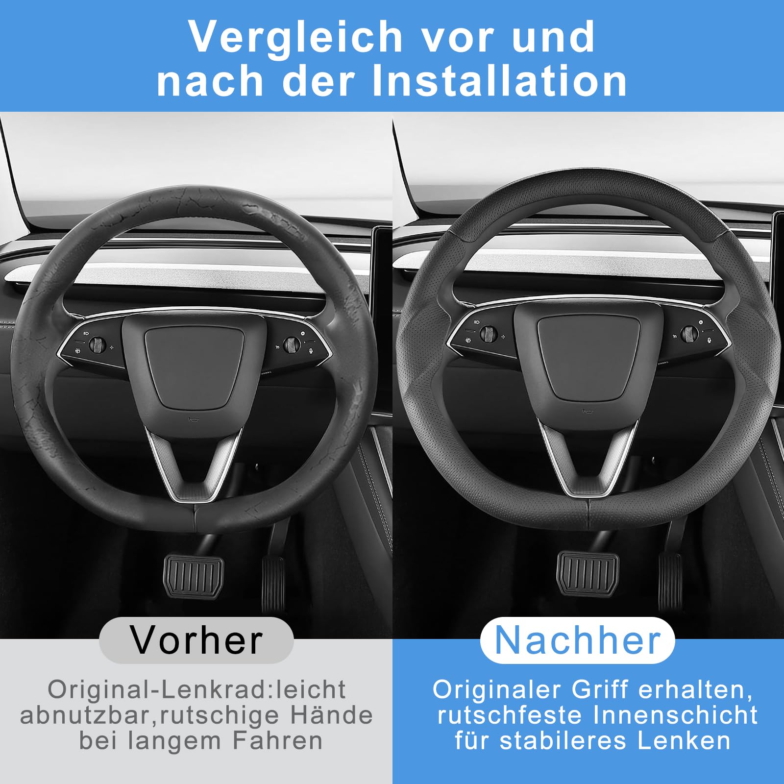 Funda de volante para Tesla Model 3 Highland & Model Y Juniper, funda de cuero para volante Tesla Model 3/Y Accesorios