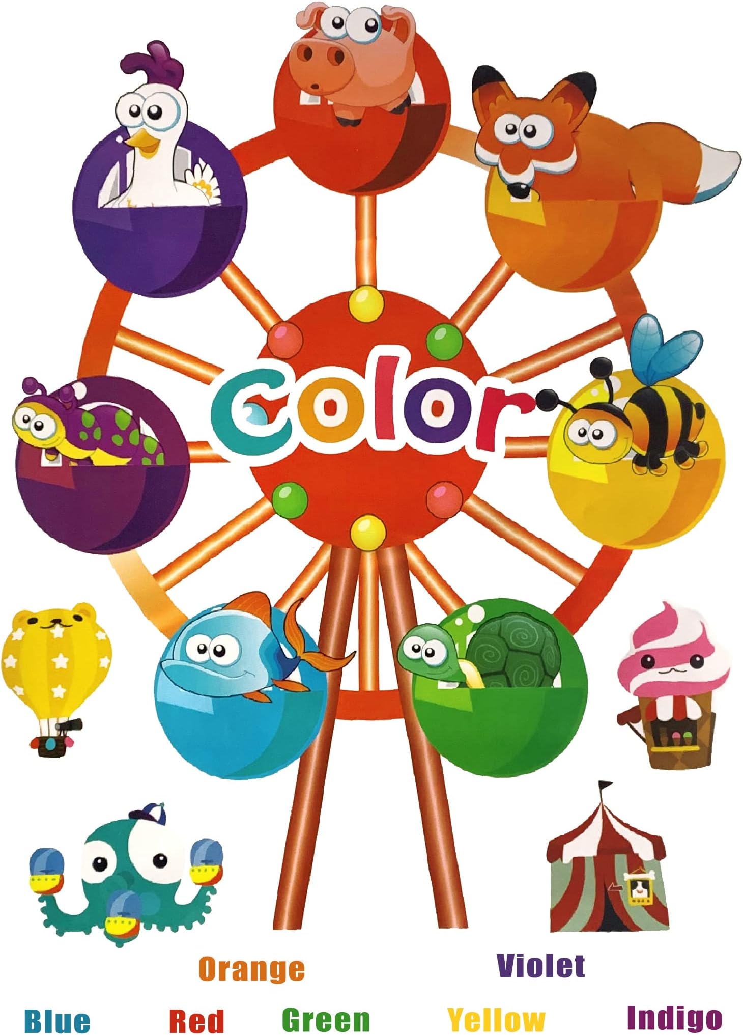 Kids Learning Color Wheel Artwork Room Decor Wall Sticker Decal15 W X 23" H (1 Piece) (W-0020)