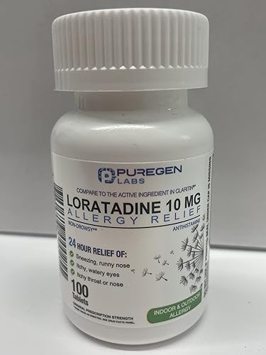 Miniatura 8 de Puregen Labs - Alivio de la alergia, loratadina 10 mg, 100 tabletas Medicamento antihistamínico antihistamínico antialérgico 24 horas para
