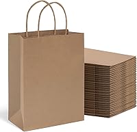 Vista 16 de METRONIC Paquete de 200 bolsas de papel blanco de 5.25 x 3.75 x 8 pulgadas, bolsa de regalo pequeña de papel kraft con asas recicladas para fiestas