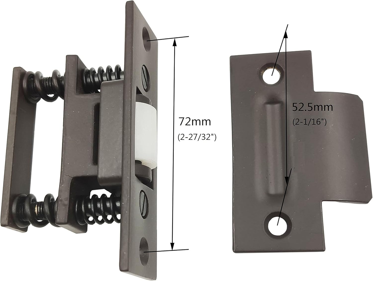 HARDWOOD HCE402-US10B Heavy Duty Brass Roller Catch Roller Latch for Doors with T Strike 2-3/4", Oil-Rubbed Bronze, 1 Pack