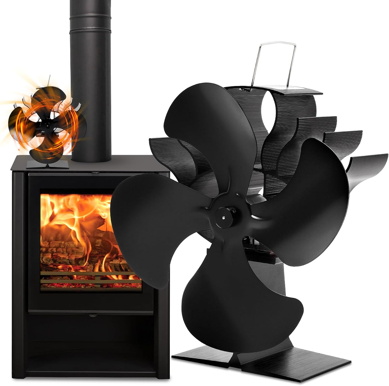 zerotop 7.7inch Fireplace Stove Fans Log Burner Fan Wood Stove Fan Heat