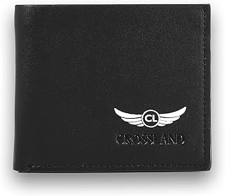 محفظة من كروسلاند مصنوعة من الجلد للرجال، بتصميم كاجوال باللون الأسود، مع خاصية حماية RFID