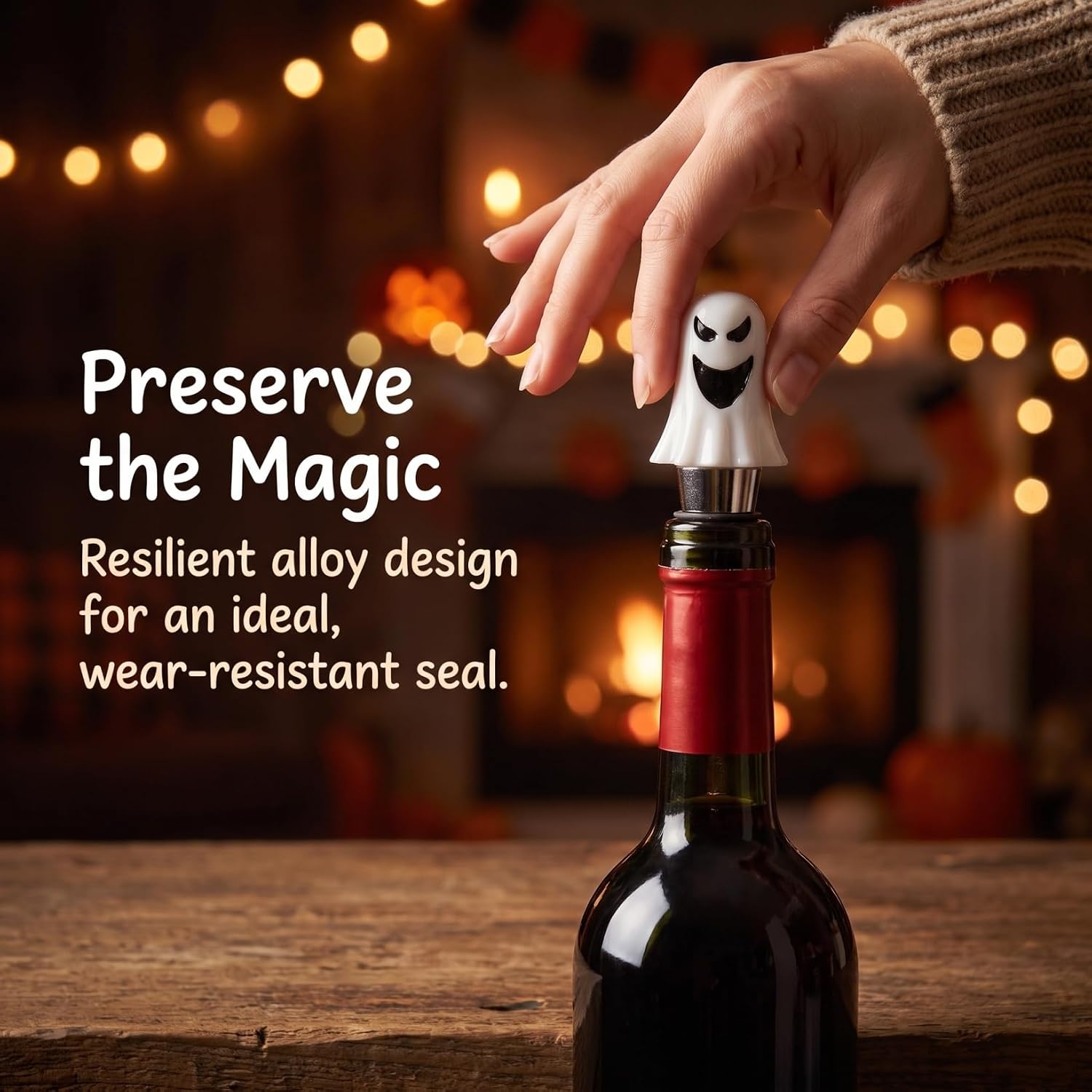 NUOBESTY 2Pcs Ghost Shaped Wine Stoppers Decorative Bottle Plugs