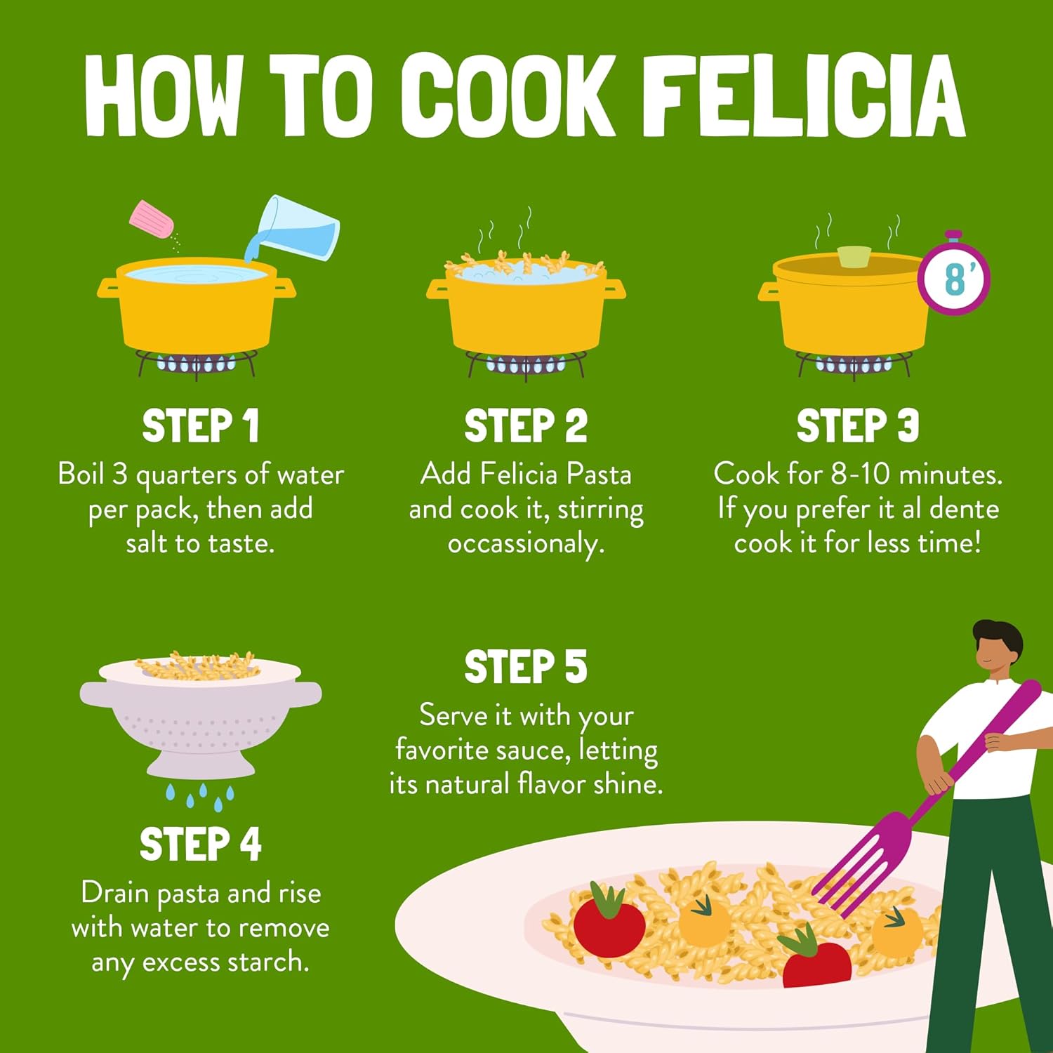 Felicia Gluten Free Pasta, Chickpea Fusilli, 22G Protein per Serving, Organic High Protein and Fiber Noodles, Designed in Italy, Plant Based, Made from 100% Chickpeas, Non GMO, 8.8 Oz, 6 Boxes