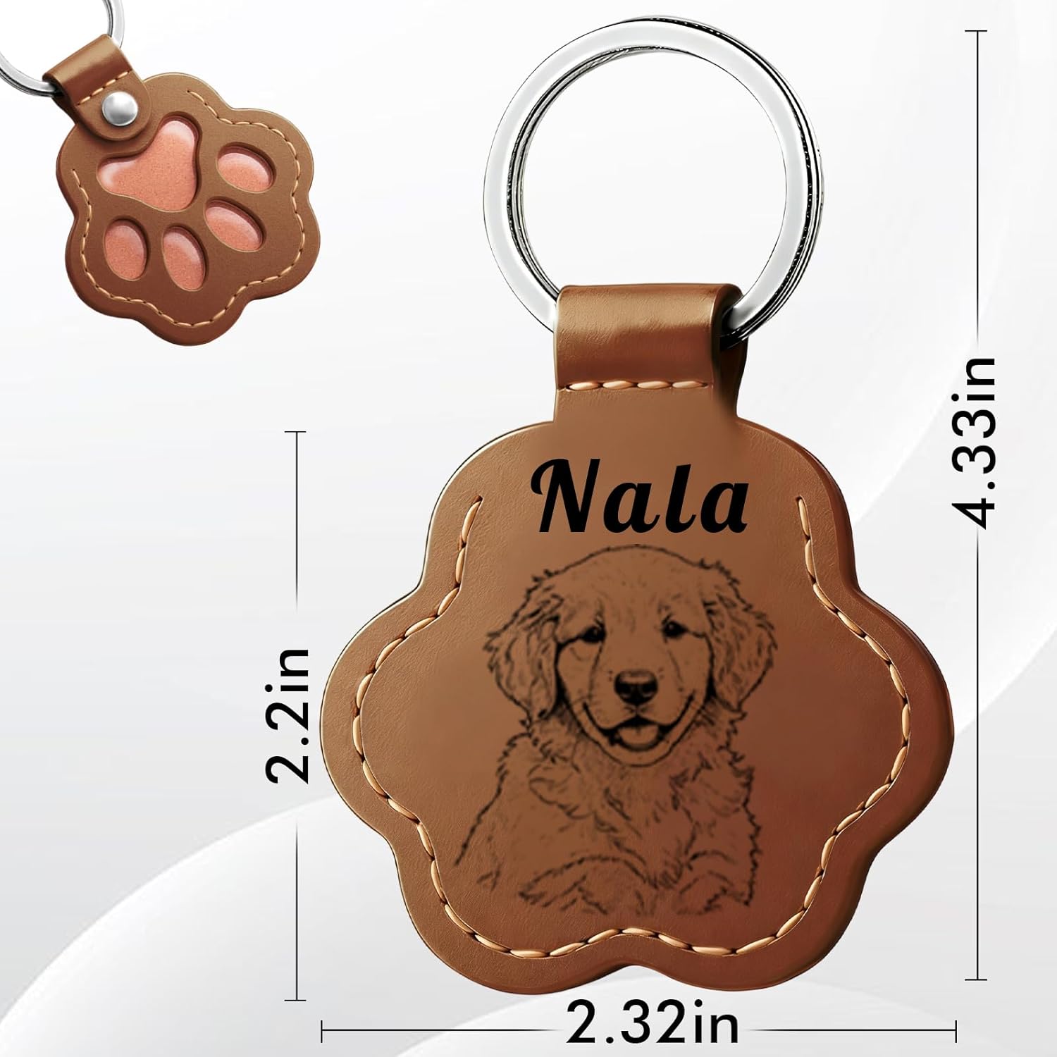 Custom Pet Memorial Gifts for Dogs Keychain,Personalized Name Paw-Shaped Leather Handmade Keepsake Cat Dog Key Chain - Image 3