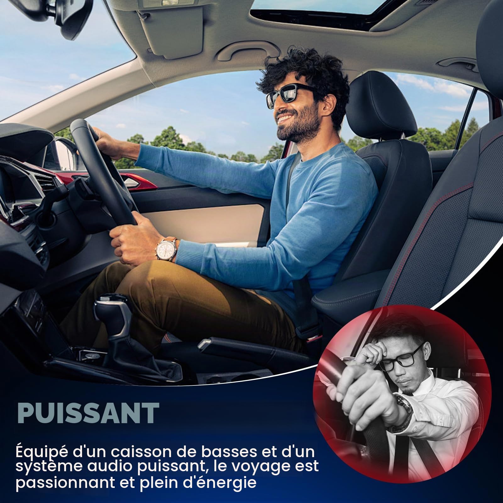 Hodozzy Caisson de Basse pour Voiture, 1000 W Subwoofer Voiture Amplificateur Intégré, Kompakter Platzsparender Aktivsubwoofer, Subwoofer de 8 x 12 Pouces sous Le Siège de la Voiture pour Camion