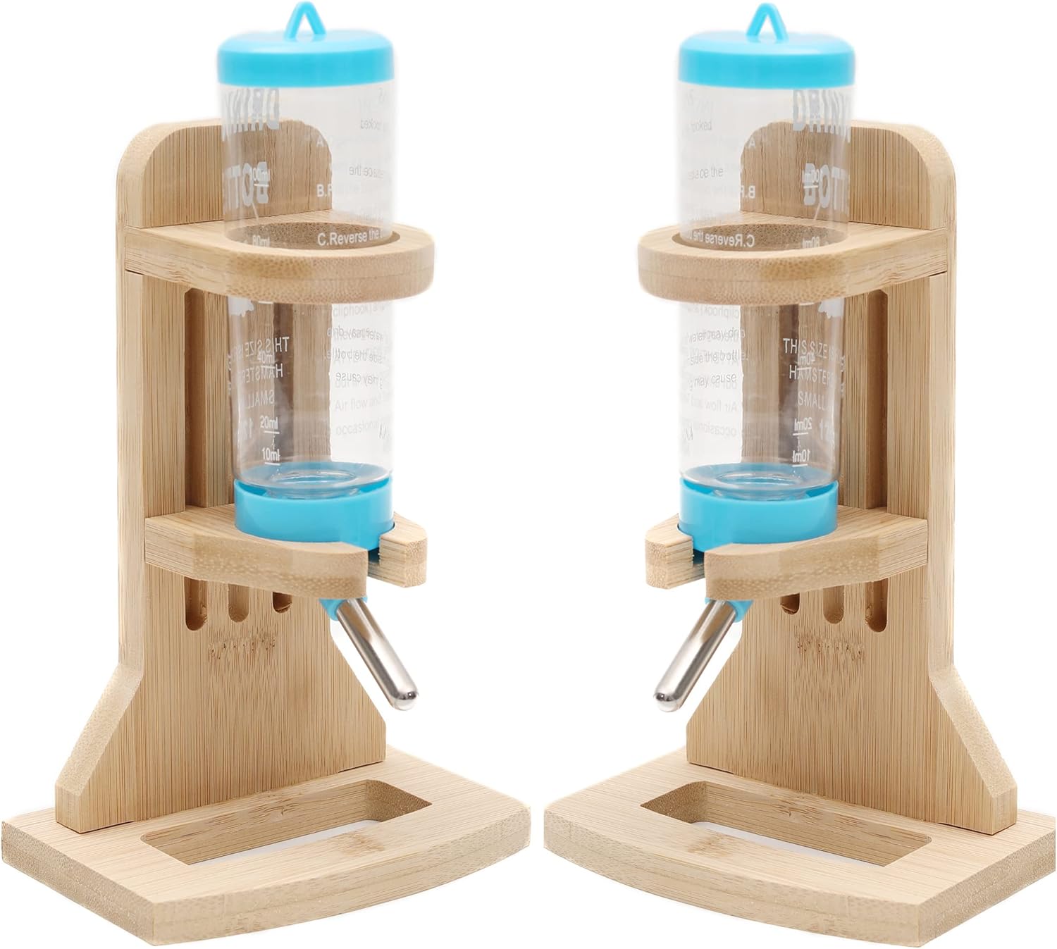 (2Pack) 4oz Small Pet Water Bottle with Bamboo Stand