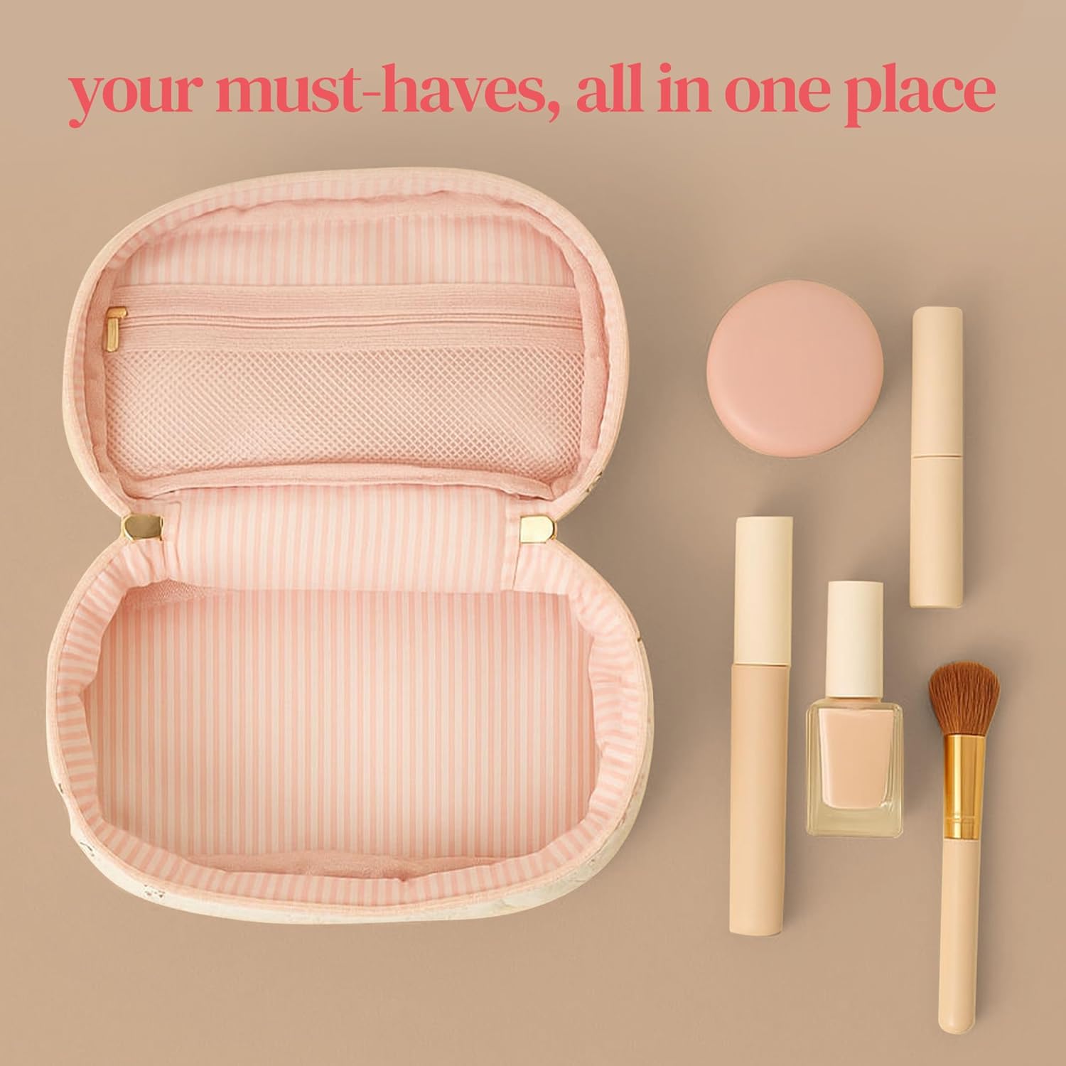 The Darling Effect Glam & Go Quilted Cosmetic Bag Endless Daydream Cream