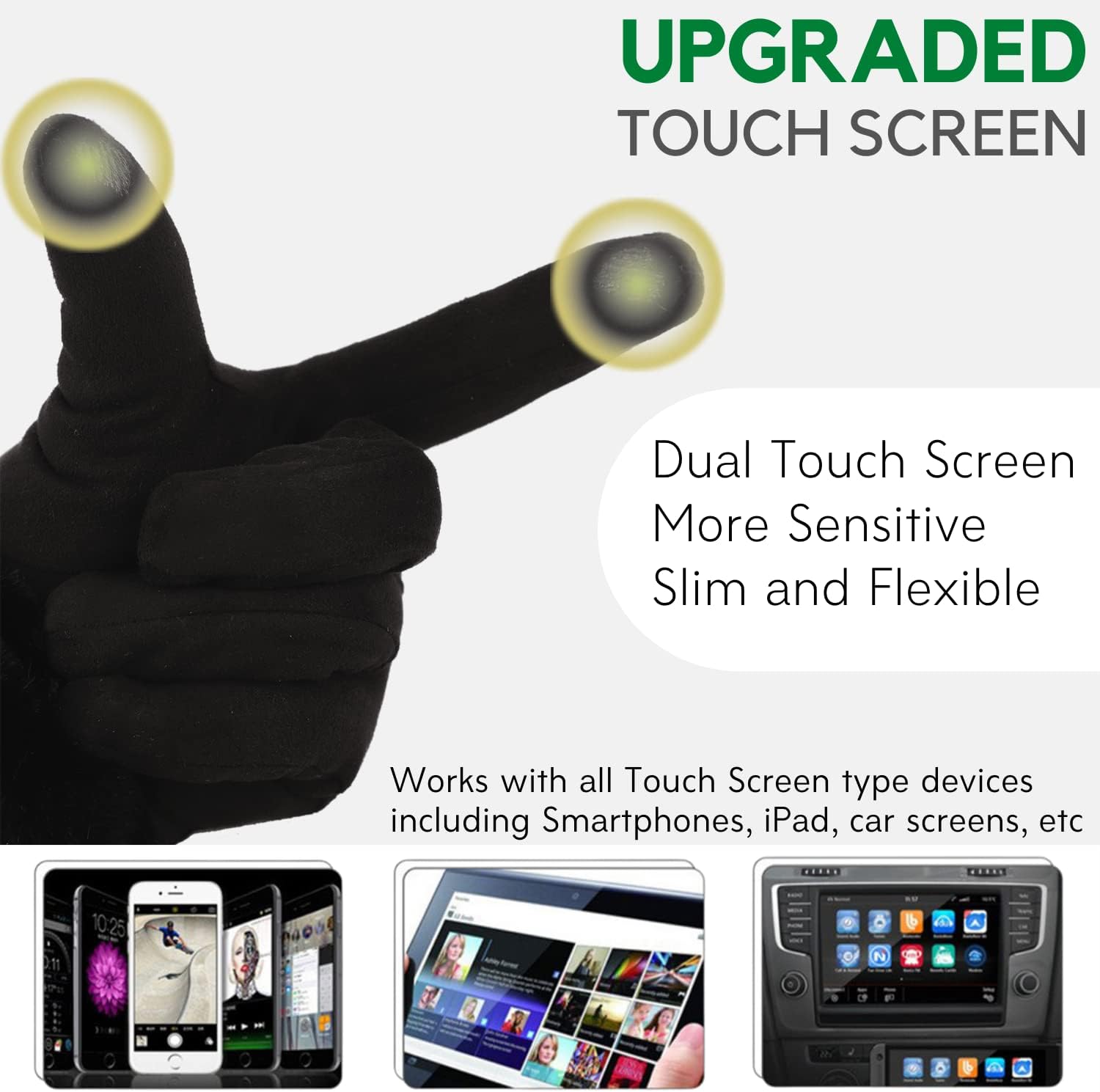 F Flammi Women's Winter Suede Gloves with Fur Cuffs - Soft, Warm, Touchscreen, Fleece Lined - Image 3