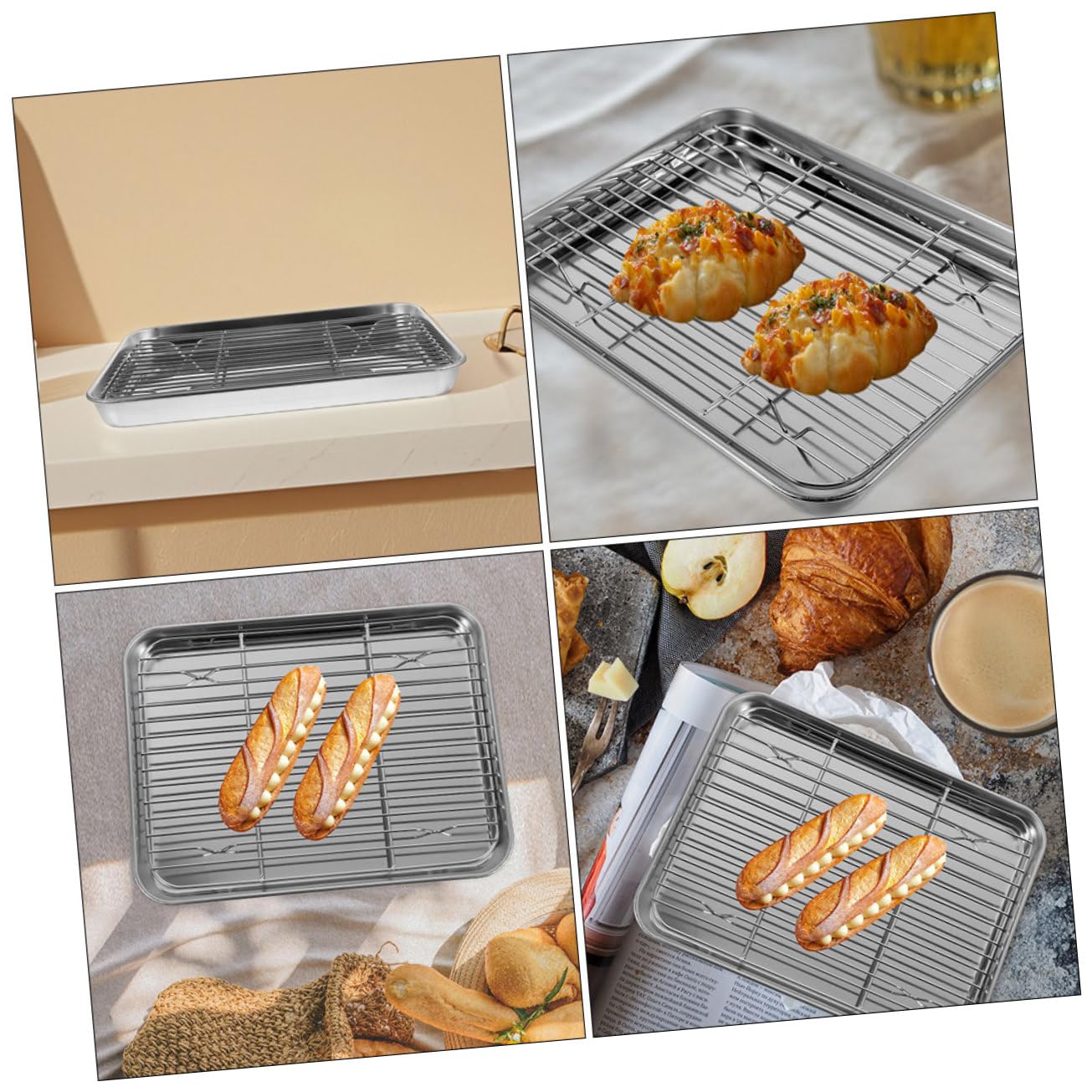 SHINEOFI Teglia per Biscotti Raffreddamento in Acciaio Inox Teglia per Toast per Uso con Carne e Pancetta per Forno e Cucina