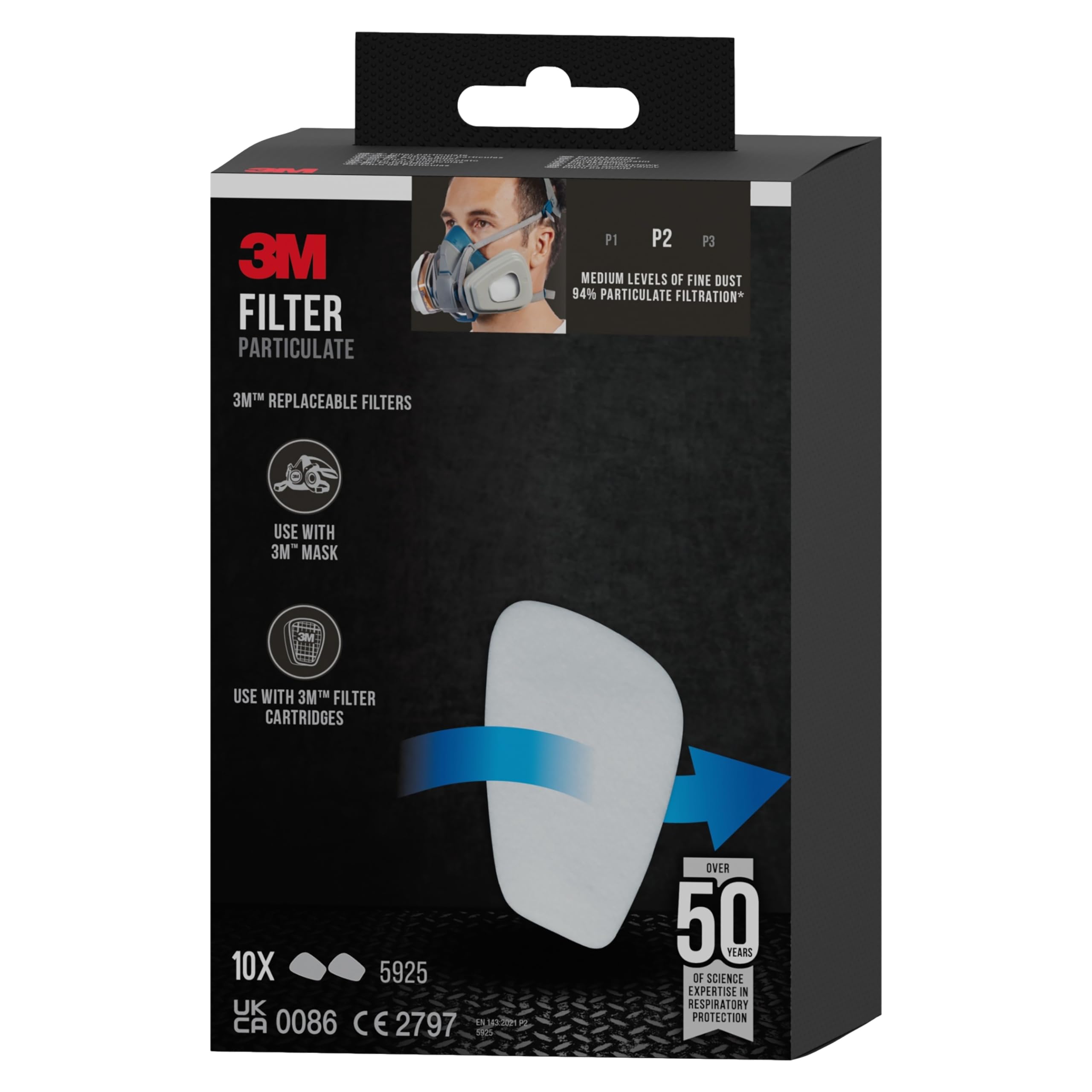 3M Partikelfilter 5925, P2, 10 Paar/Packung