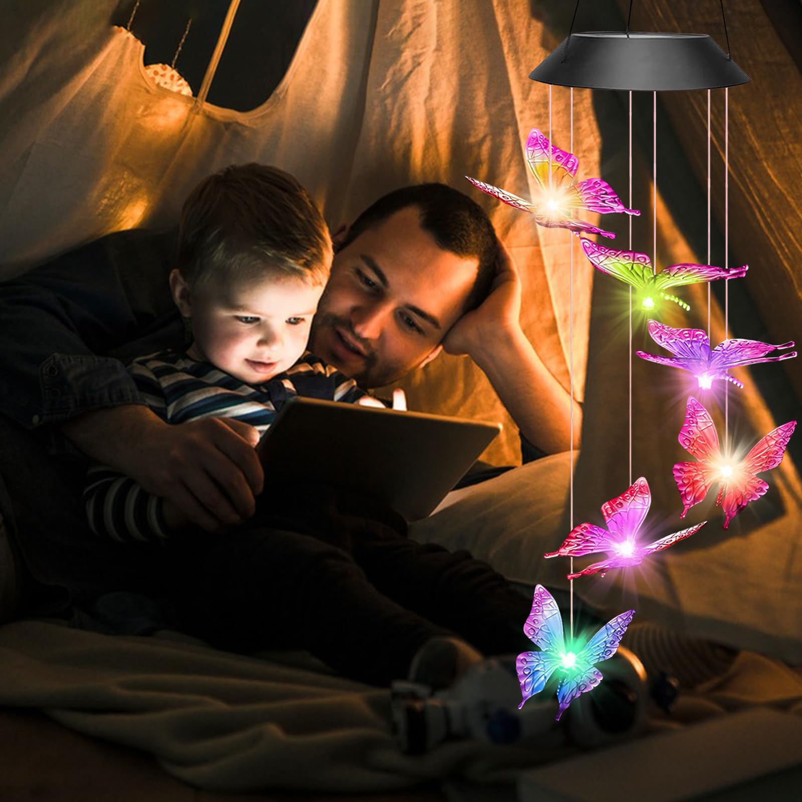 Luci Farfalla Decorazione, LED Campane a Vento, Hanging Campanella Impermeabile,Adatto per Decorazioni Esterne, Interne, Natalizie, di Halloween