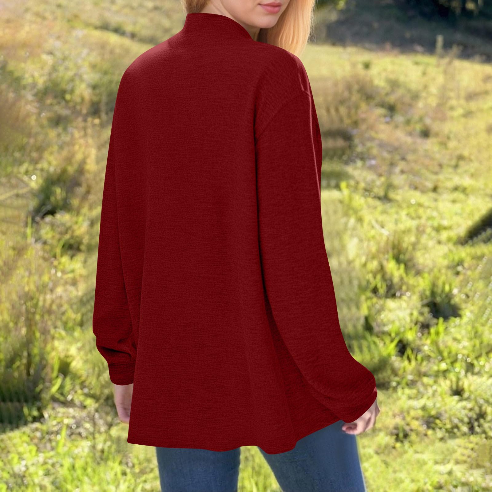 Cardigan Donna Morbido a Maniche Lunghe Maglione Leggero Aperto sul Davanti | Tessuto morbido e piacevole sulla pelle, comfort quotidiano, vestibilità comoda, ideale per casa ufficio e tempo libero