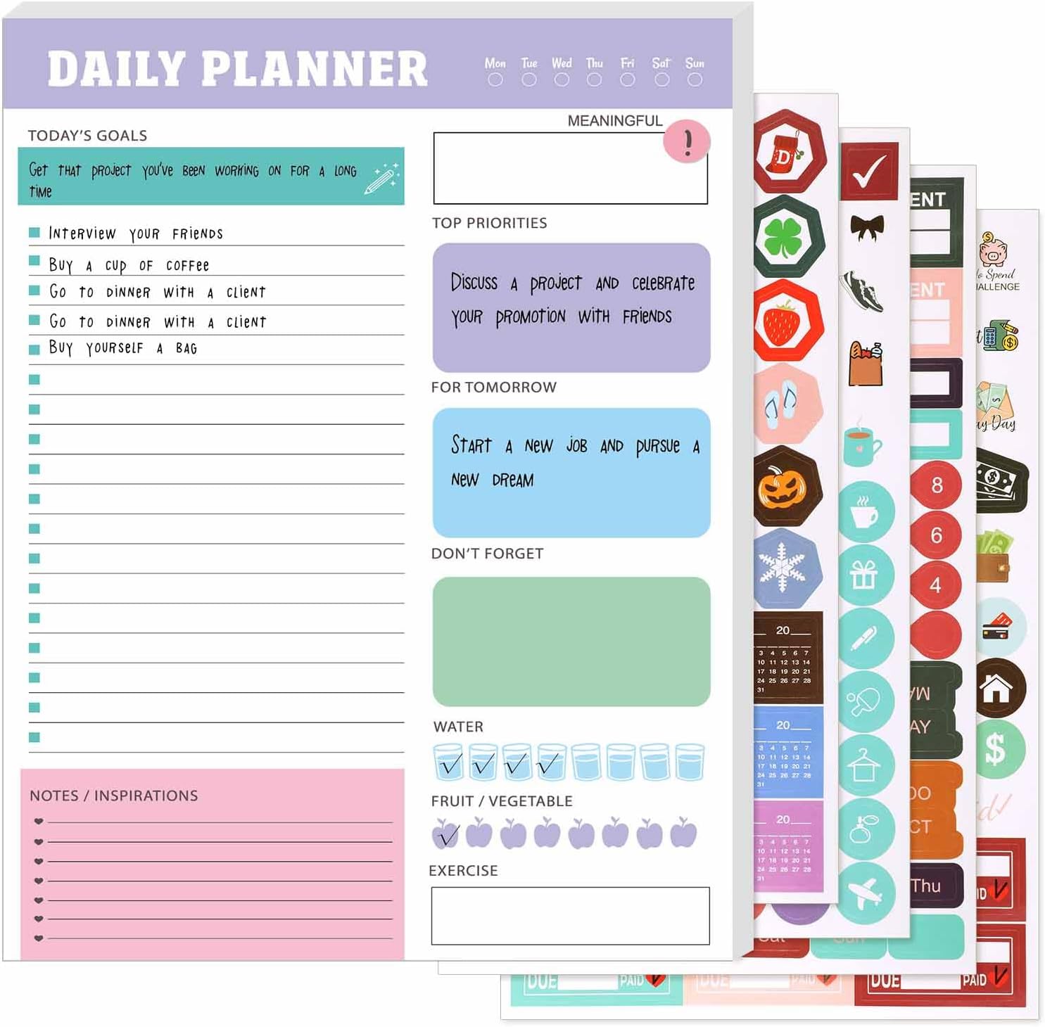 WD&CD 60 Sheets A5 To Do List Notepad, Undated Daily Planner Notepad to ...