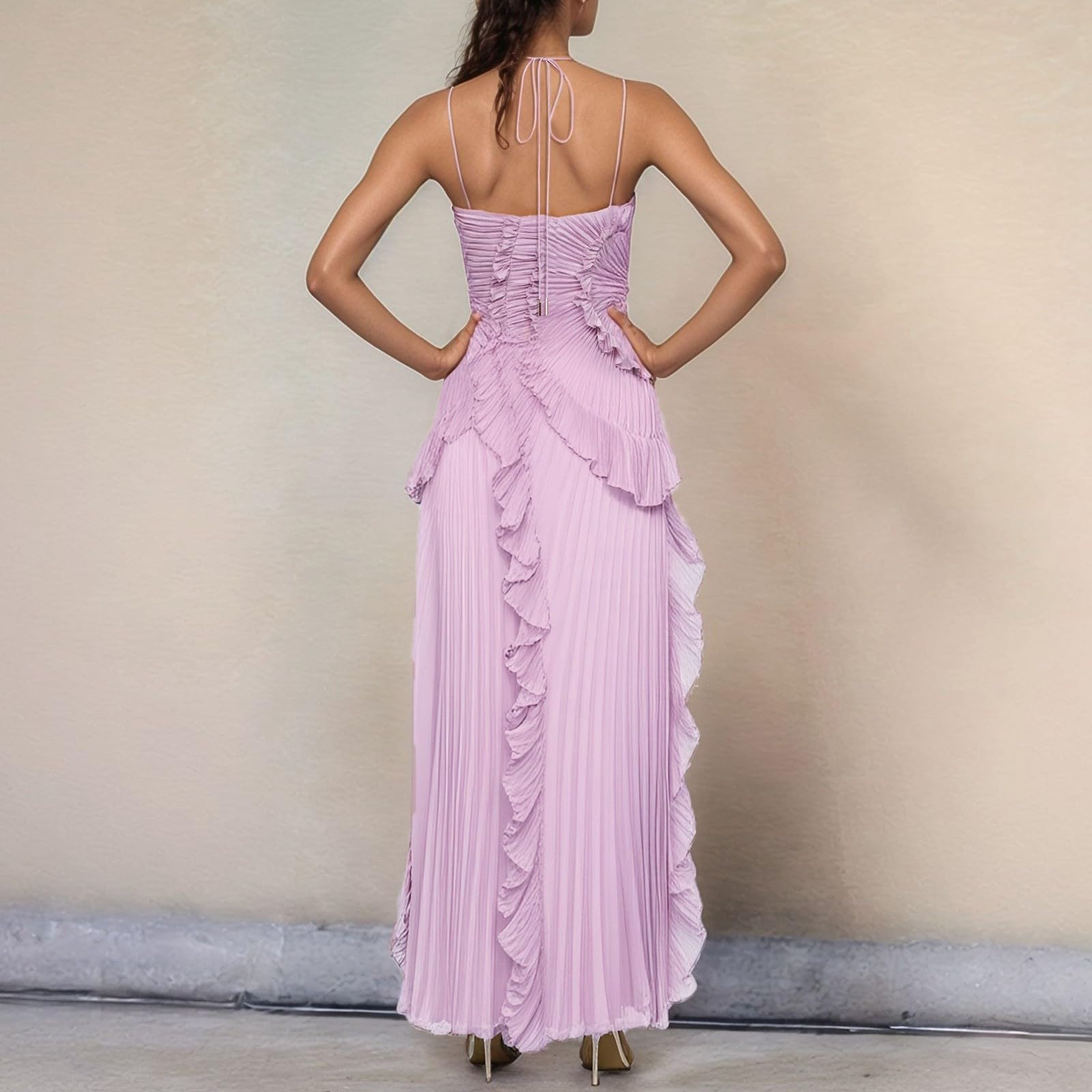 Robes de Soirée Femme Longue asymétrique Manches Courtes Col V Fendue Fluide Chic Robe de Cocktail pour Mariage Invité Bal de Promo Anniversaire Cérémonie décontractée Jupe Soleil