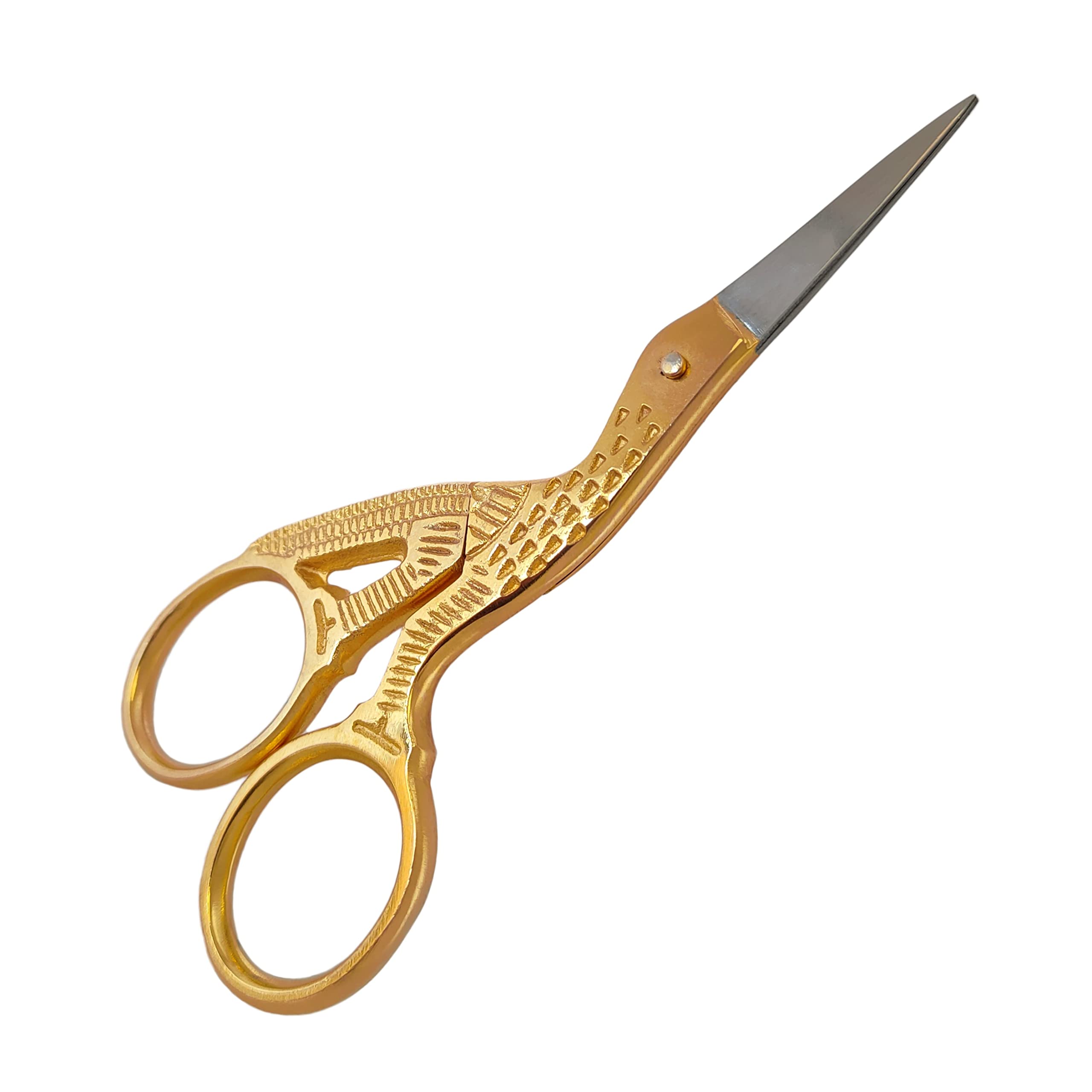 Sandbros Gold Stork Design Embroidery Scissors For Manicure, Nail Art, Craft & Sewing 3.5 Inch