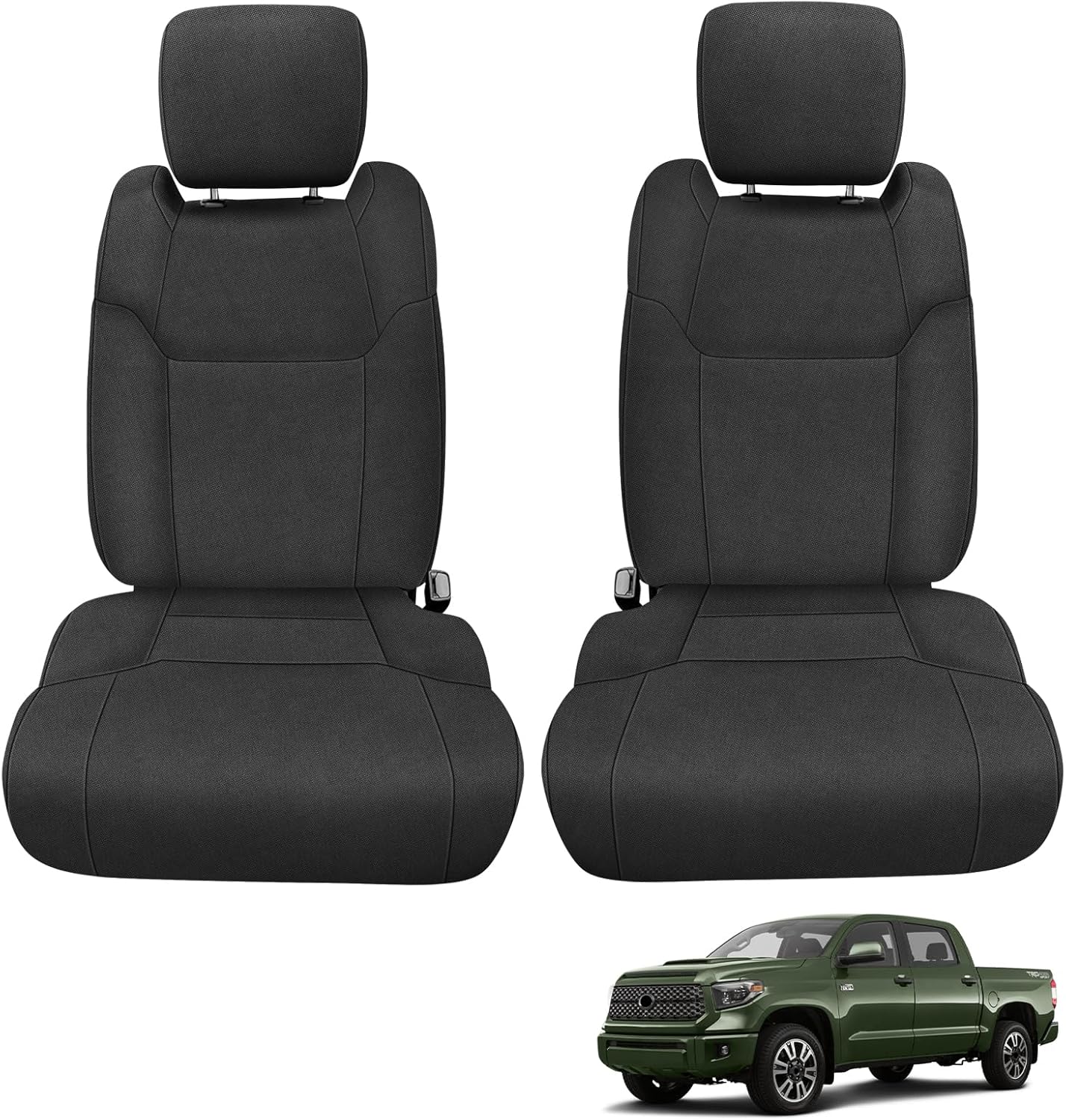 Front Seat Cover Compatible with 2014-2021 Toyota Tundra CrewMax SR, SR5, Limited, Platinum, Heavy Duty Cationic Linen Fabric Seat Protector