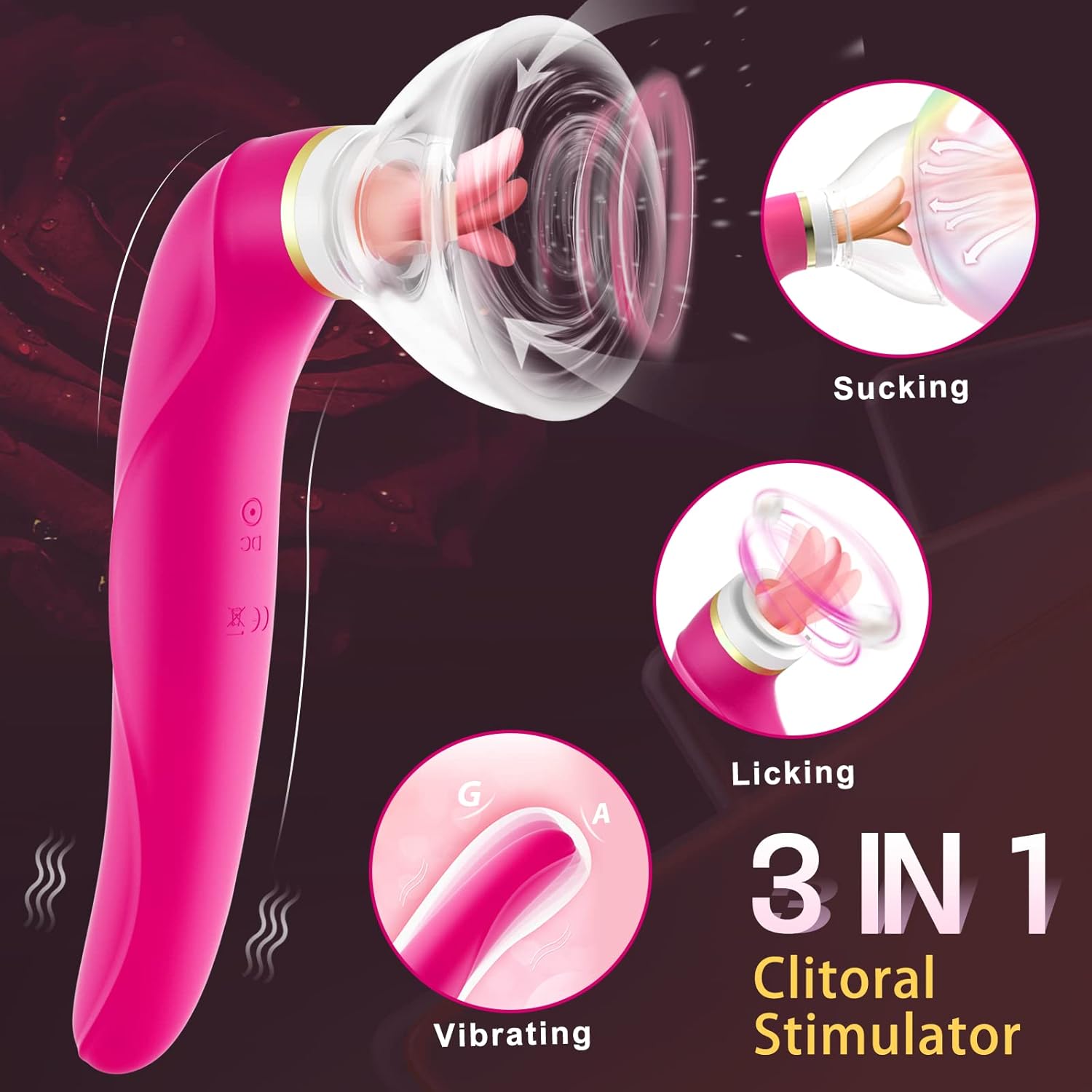 Adult Product Sex Toys Tongue Sucking Licking Vibrator, G Spot Tongue Vibrator with 8 Suction Modes & 10 Tail Vibration Modes & 5 Licking Modes (Red)