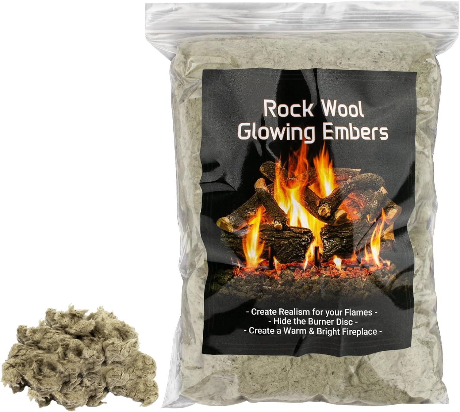 6 oz Fireplace Glowing Embers for Gas Fireplace and Logs, Rock Wool Embers | Rock Wool for Vent Free or Vented Gas Log Sets, Inserts and Fireplaces
