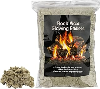 Rock Wool for Gas Log, Gas Fireplace Glowing for Indoor Gas Fireplace, 6 Oz Bag, Wool Embers for Vented Gas Log Sets, Inserts, Natural Gas, Fireplaces, Fire Pit and Stoves