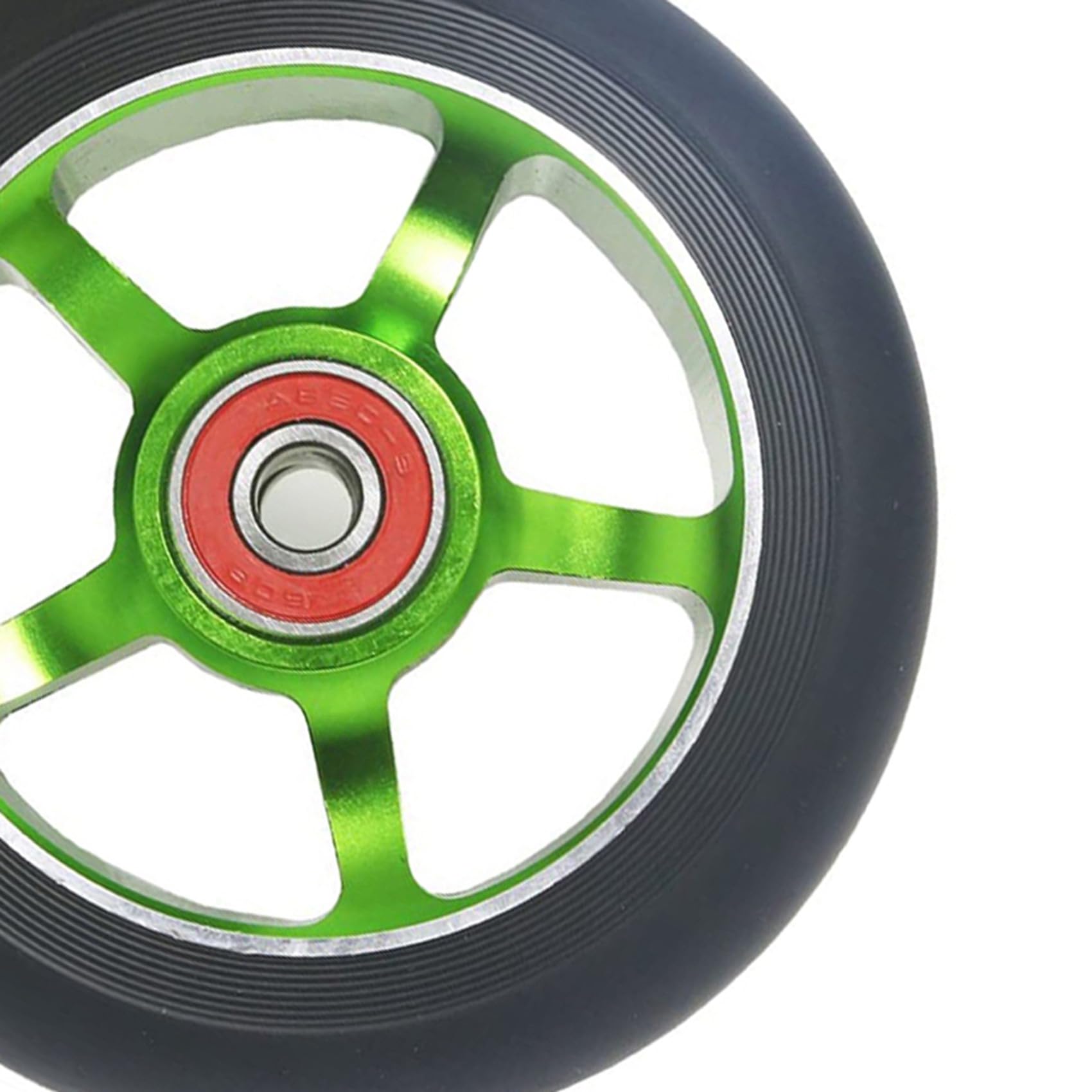 Lot de 8 roues de rechange pour scooter de 100 mm avec roulements en aluminium - Accessoires de scooter en polyuréthane - Vert