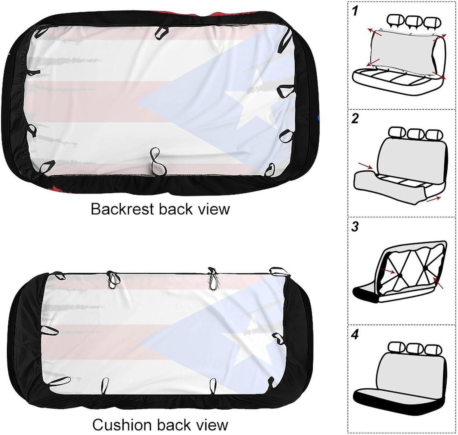 Fashionable Front Seat Covers Scratch Proof Car Seat Cover for Truck Sedan SUV, Puerto Rico Flag Art Car Seat Cover Seat Pad Protectors