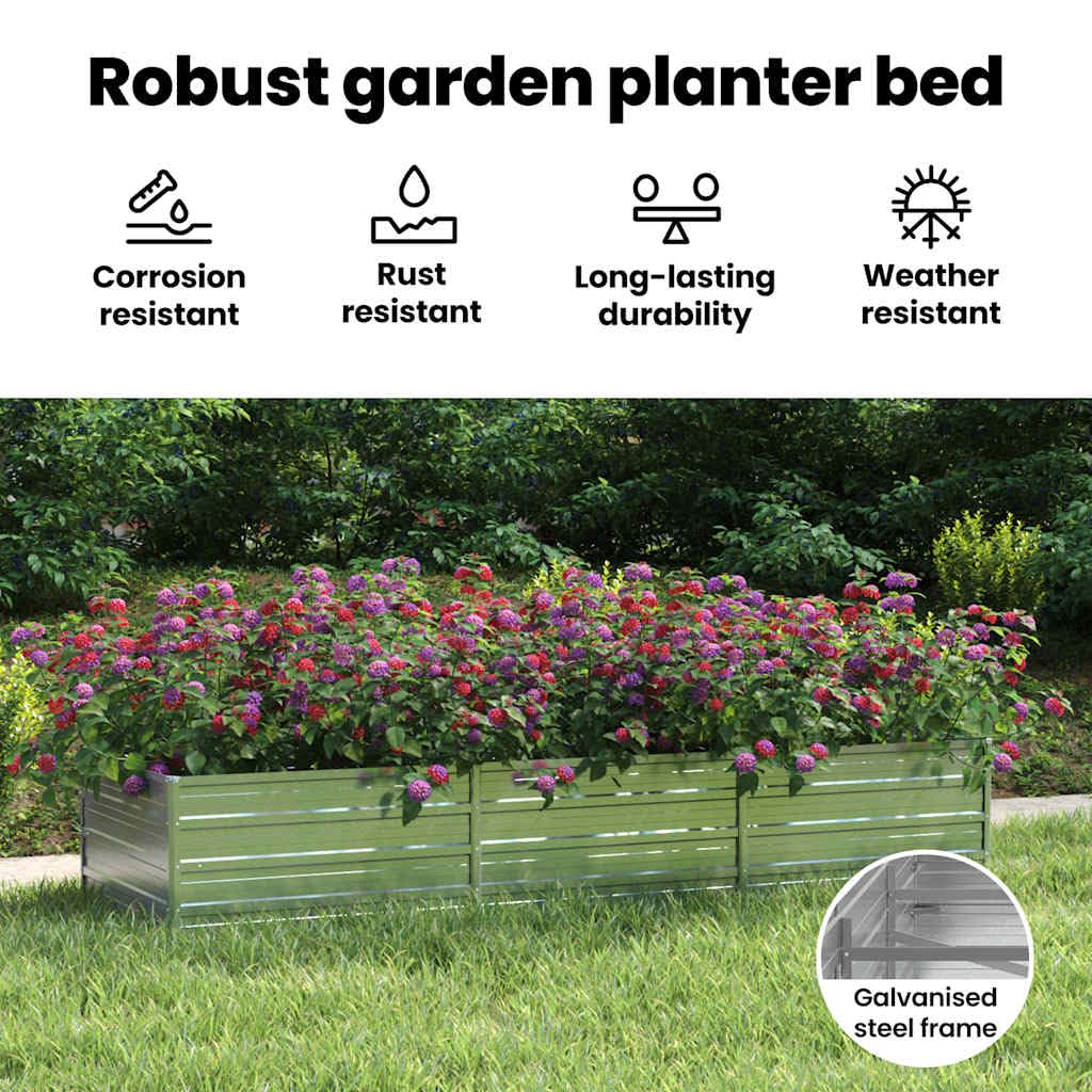 vidaXL Letto Rialzato Giardino 240x80x45 cm in Acciaio Zincato Argento