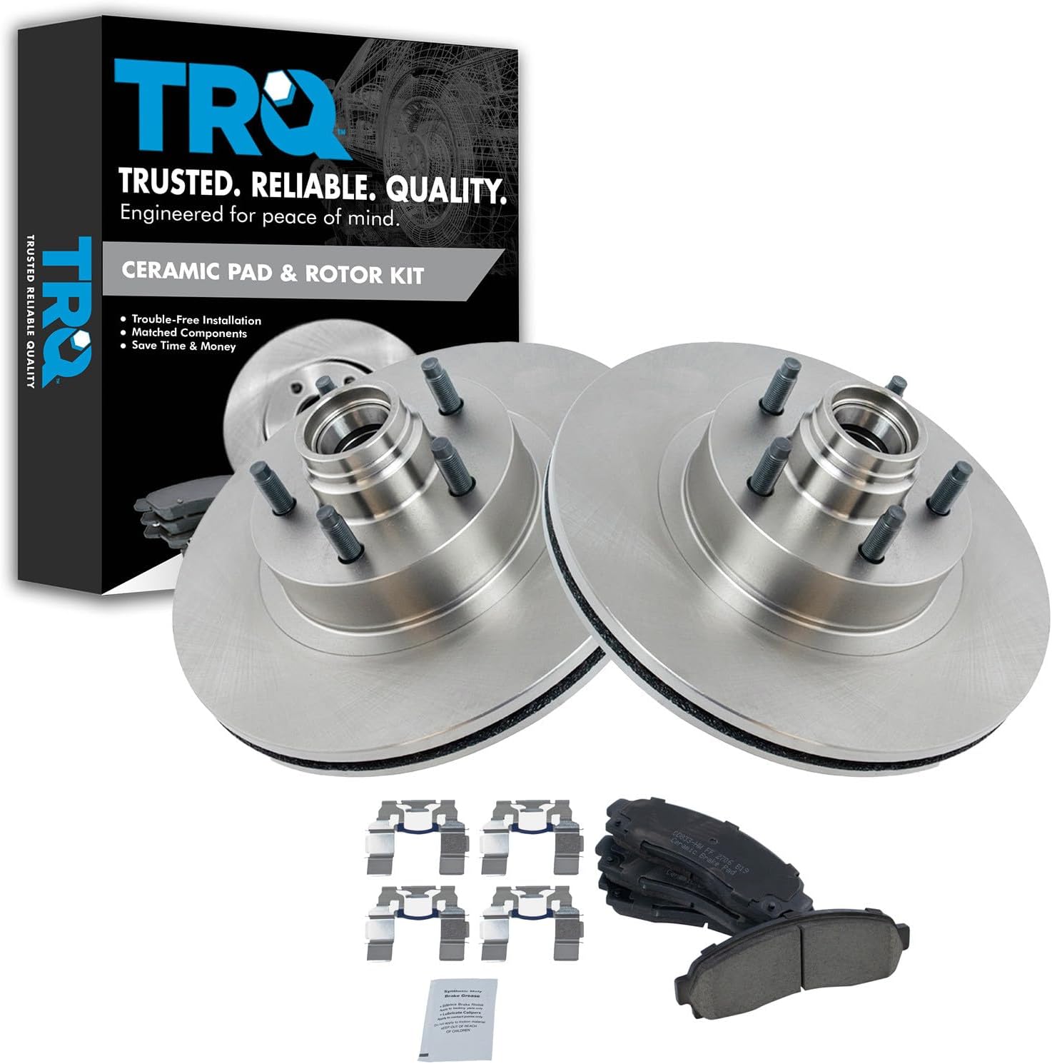 TRQ Front Ceramic Brake Pad and Rotor Kit for Ford Explorer / Explorer Sport Trac (Front)