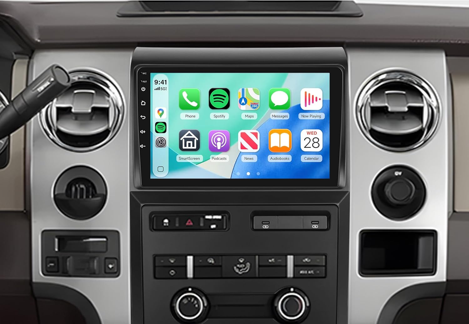 4Core 4G+64G Android 15 Car Stereo Radio for Ford F150 SVT Raptor 2009-2012, Rimoody Wireless Carplay Andorid auto Mirror Link 9'' INCELL Screen GPS WiFi Bluetooth 5.0 FM/RDS EQ-32 SWC Backup Camera