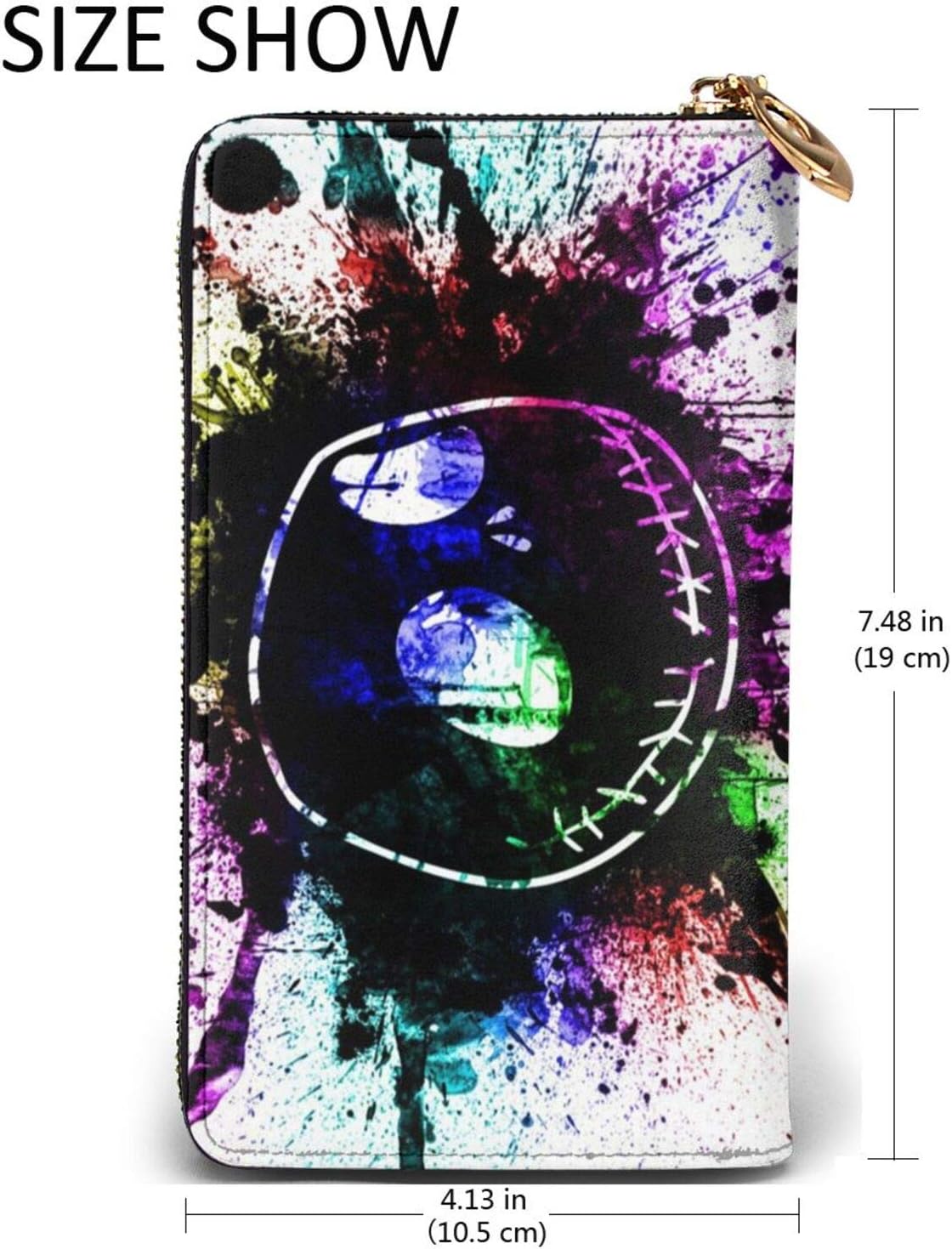 Women Halloween Large Capacity Soft Genuine Leather Wristlet Wallet Passport Holder Zip Clutch Holder Purse - Image 5