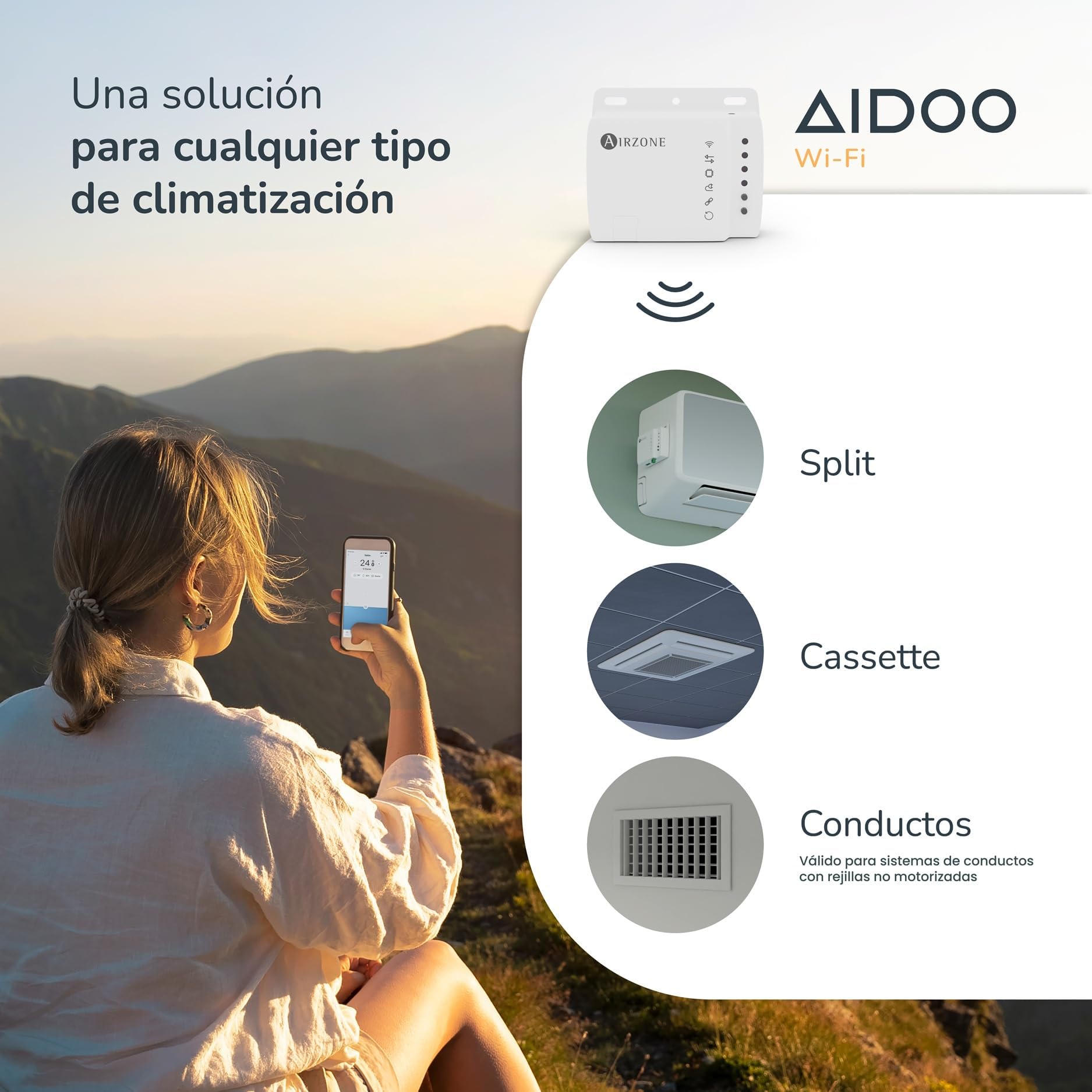 AIRZONE - Aidoo Control WiFi para Aire Acondicionado - Compatible con FUJITSU 3 Wires AZAI6WSCFUJ - Control Remoto de Aire Acondicionado y Programación vía App - Compatible con Google Home y Alexa