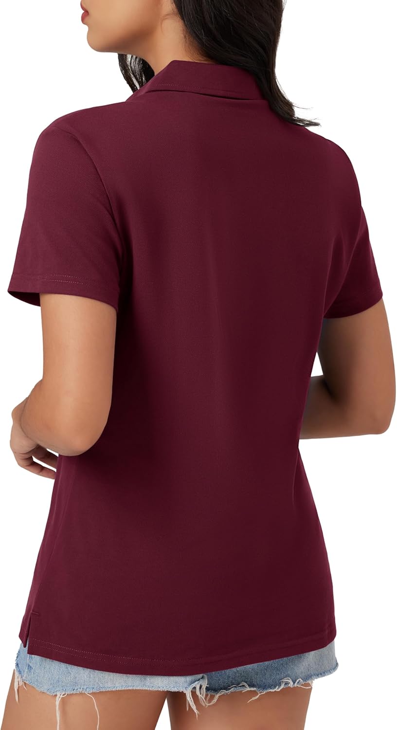 MAGCOMSEN Women's Polo Shirts Cotton Short Sleeve V-Neck Collared Tops Golf Shirt Work Casual Summer Tee - Image 2