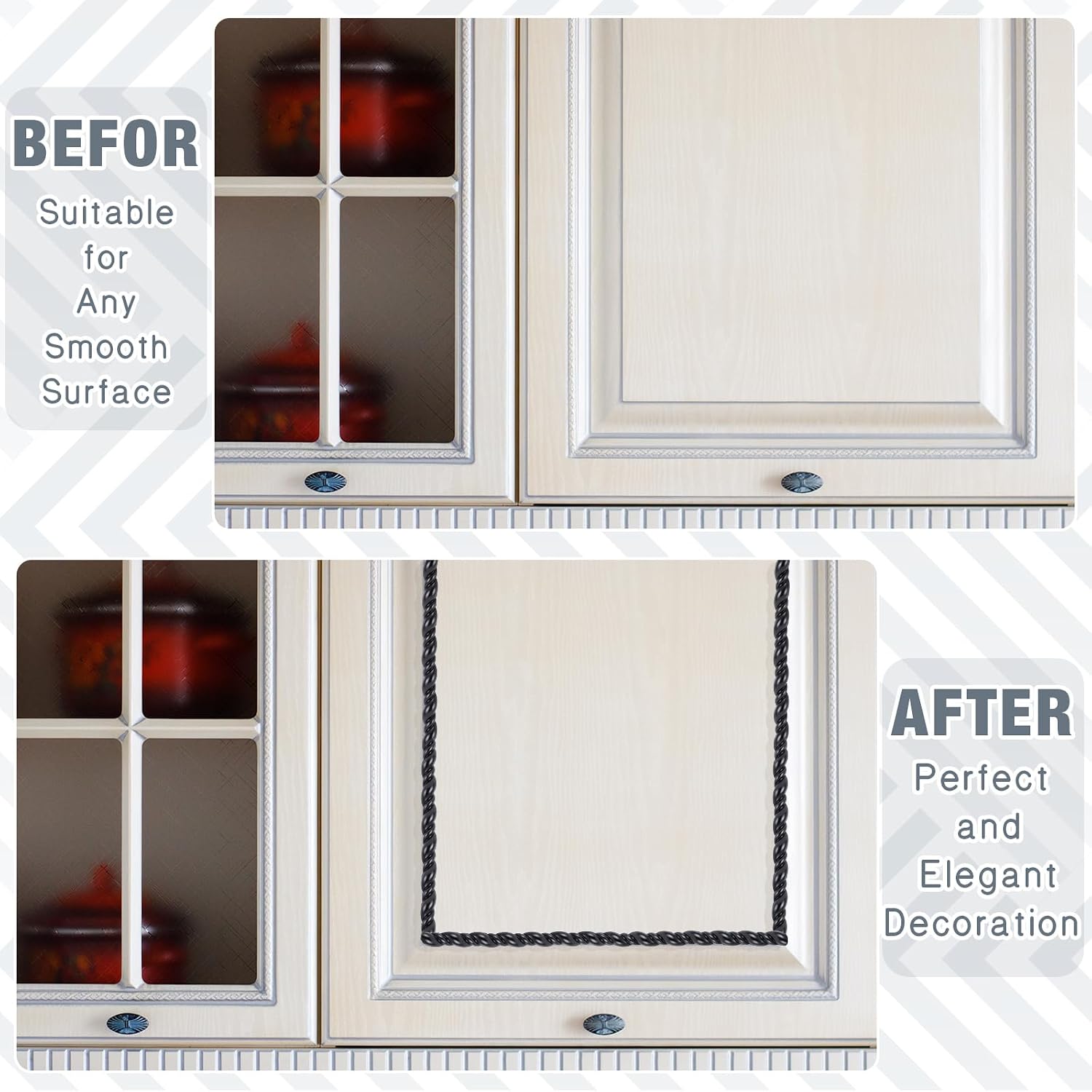 Peel and Stick Molding Trim Flexible Molding Trim for Walls Self Adhesive Paintable DIY Wall Trims for DIY Mirror Frame Cabinet Edge Picture(Classic,16.4 ft x 0.59 Inch,Black)