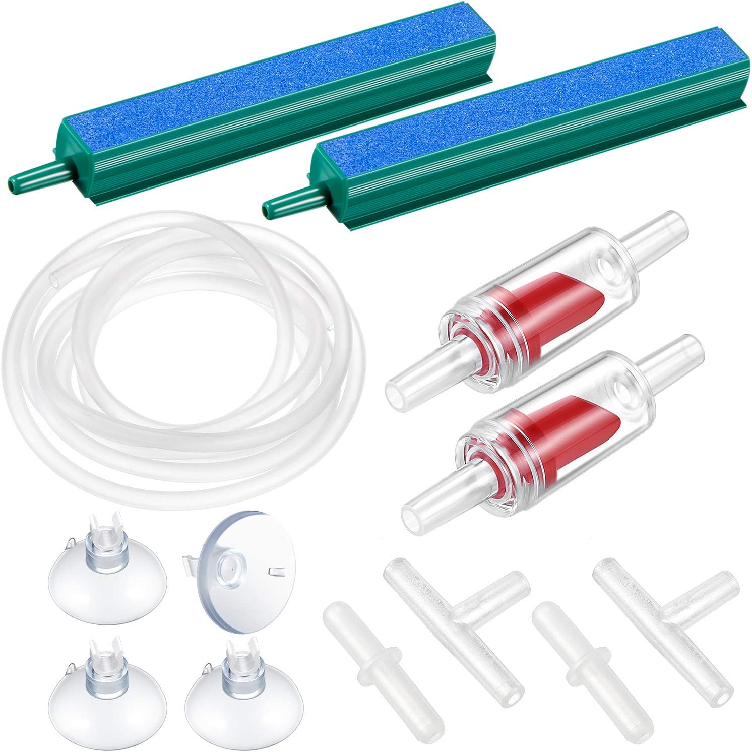 12 Air Stone Bar set, 2 Piece 4 Inch Air Stone Diffuser Release Airstone, 7 ft Airline Tube, 4 Aquarium Suction Cup Clips, 4 Connector,…