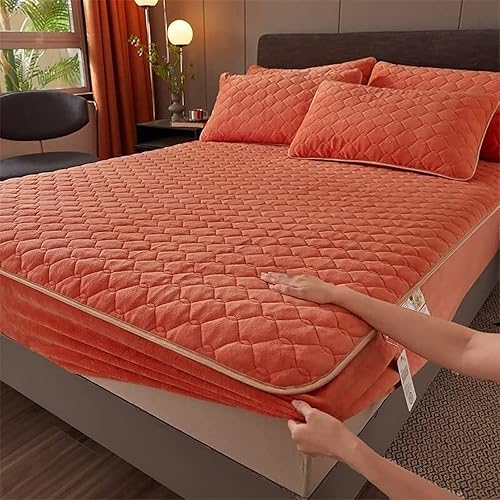 Miniatura 1 de Fundas de colchón de franela de invierno, sábana bajera de felpa con bolsillo profundo, protector de colchón de terciopelo coral, sábana bajera