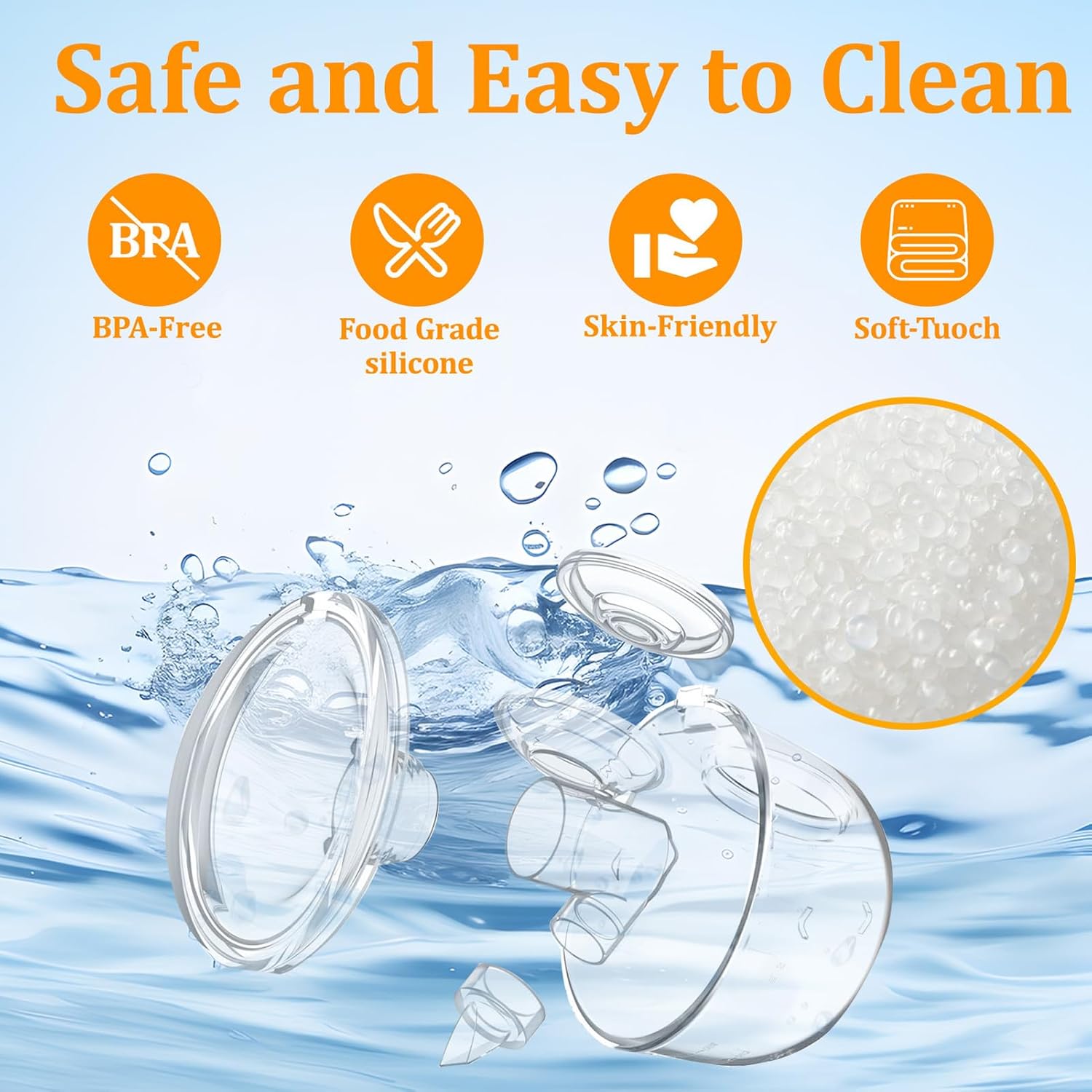 Hands-Free Wearable Electric Breast Pump,Suction/Express/Massage/Mixed Modes, 15 Gears,LCD Display Portable, Lightweight & Discreet, Single Piece,Light Blue