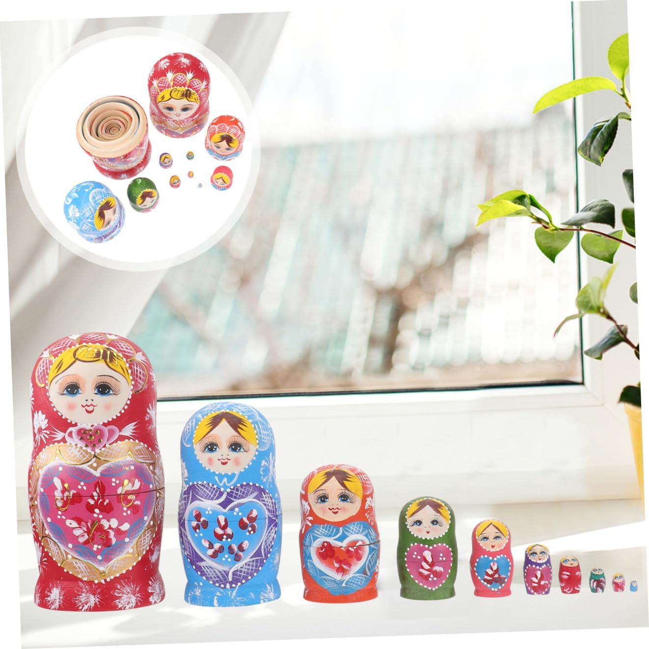 Kisangel 1 Sets Nesting Dolls Decor Layers Wooden Matryoshka for Home Craft Decoration Adorable Plaything with Delicate Design for Collectors