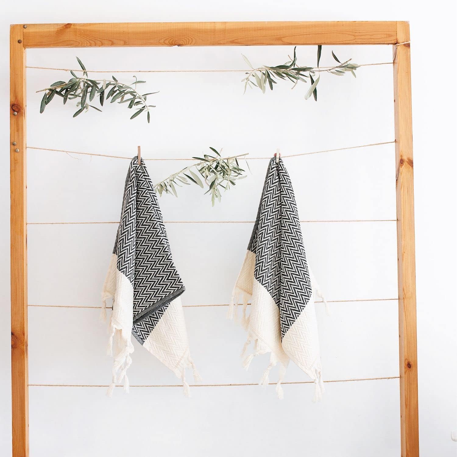 sea me at home Kitchen Hand Towels and Dishcloths Set of 2, Turkish Hand Towels for Bathroom, 100% Cotton Tea Towel Gift Set (14 x 30 Inches, Black) - Image 3