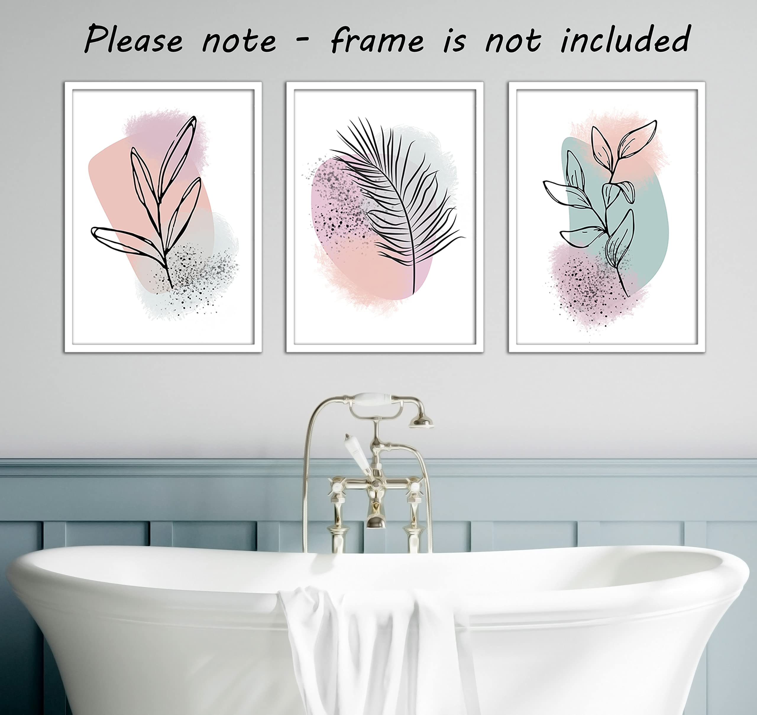 Botanical Sunset Plant Wall Art Set of 3 Unframed Prints, Abstract Tropical Plant Decor - Image 3