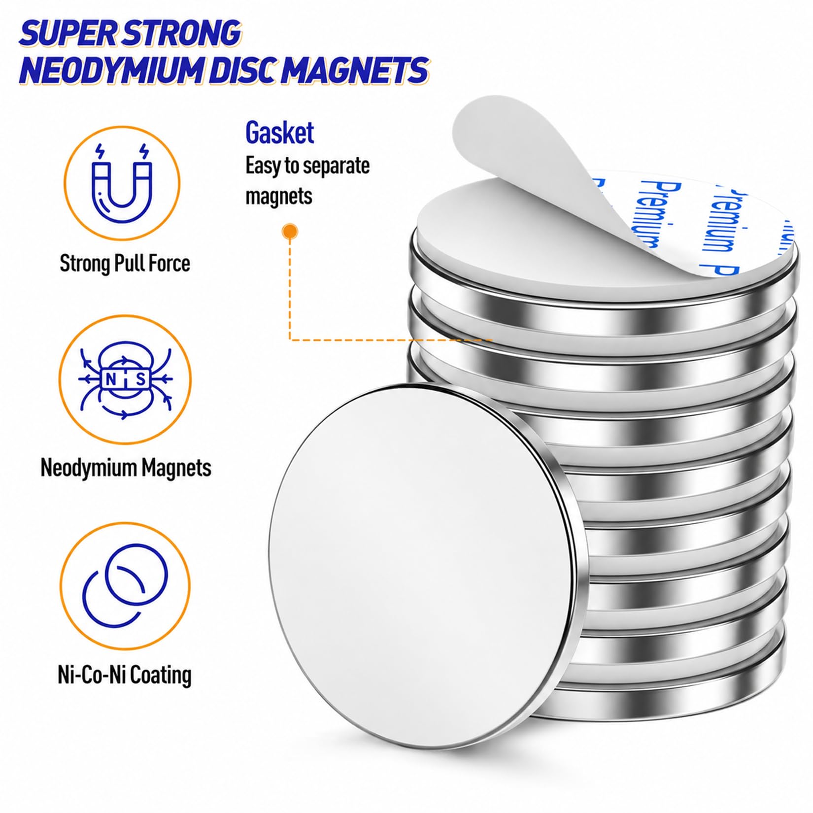 Grtard 8 Pack Neodymium Magnets Heavy Duty, 1.18” D x 0.12” H — Amazon image 3