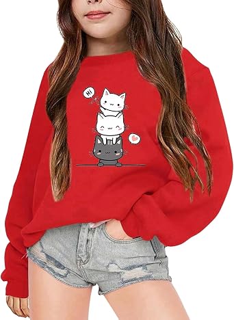 Preppy Sweatshirt Clothes for Teens Girls Hoodies Size 10-12 Kids Tween Shirts Cute Sweater Girls Sweaters Teen